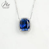 Lab-Grown Colombian Emerald Ruby and Sapphire Necklace with Cushion-Cut 925 Sterling Silver Vibrant Pendants Stackable Exquisite Jewelry for Women