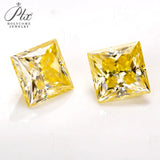 Moissanite Plating Princess Cut Golden Yellow/Sakura Pink VVS1 Brilliant Loose Gemstones for Custom Rings & Fine Jewelry Making