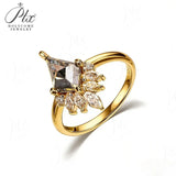 Engagement Ring Salt and Pepper Moissanite Diamond Pear Cut 925 Sterling Silver Plated with 18k Gold Wedding Jewelry Vintage