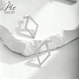 Moissanite Rhombus Stud Earrings For Women D Color VVS1 GRA Certificate 925 Sterling Silver Diamond Earring Bridal Wedding Party Trendy Fine Jewelry Gift