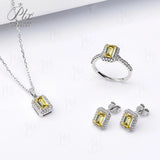 Jewelry Set Moissanite Jewelry Set Emerald-Cut It Includes Ring Necklace & Earrings Suitable for Weddings and Ideal As A Gift