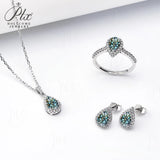 Jewelry Set Moissanite Jewelry Set Pear-shaped It Includes Ring Necklace & Earrings Suitable for Weddings and Ideal As A Gift