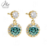 Moissanite Earrings Round Cut 2ct D/Black/Champagne/Green Color VVS1 925 Sterling Silver GRA Certified Factory Direct Supply Ideal Gift