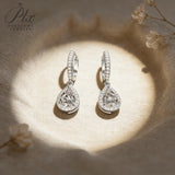 Pear-shaped Total 2CT Micro-set Pendant Earrings with Moissanite 925 Sterling Silver Jewelry for Women Radiant Flame-like Charm