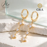 Moissanite Earrings 925 Silver Three Star Vertical Drop Earrings GRA Certified Hypoallergenic Non-Fading Ideal Gift Fine Jewelry For Women