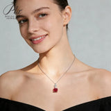 3.8/3.5ct Lab Grownd Ruby Sapphire Asscher Cut Necklace White Gold Statement Fine Jewelry Gift for Anniversary