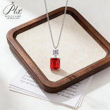 1.5/2ct Emerald Cut Lab Grown Columbia Emerald Ruby Necklace White Gold Fine Jewelry Pendant for Wedding Gift