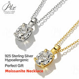 Moissanite Necklace 1ct/1.5ct/2ct/3ct Oval Cut D VVS1 925 Sterling Silver Anti-Allergy Daily Wear Pendant Nickel-free&Lead-free