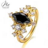 Moissanite Ring 5x10mm 925 Silver GRA Certified D Champagne Black Stone Marquise Cut Fine Jewelry Fade Resistant Ideal Gift Jewelry