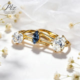 Ring Set Moissanite Lab Sapphire Combination Rings 925 Silver VVS1 Irregular Rings for Women Hypoallergenic Perfect Gift
