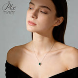 Lab-Grown Colombian Emerald Ruby and Sapphire Necklace with Cushion-Cut 925 Sterling Silver Vibrant Pendants Stackable Exquisite Jewelry for Women