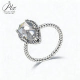 Engagement Ring Salt and Pepper Moissanite Diamond Pear Cut 925 Sterling Silver Plated with 18k Gold Wedding Jewelry Vintage