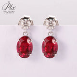 Moissanite Earrings 925 Sterling Silver D Color Oval Cut Ruby/Sapphire/Columbia Premium Jewelry Gifts for Anniversarie Birthdays