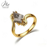 Engagement Ring Salt and Pepper Moissanite Diamond Pear Cut 925 Sterling Silver Plated with 18k Gold Wedding Jewelry Vintage