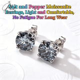 Moissanite Earrings 925 Sterling Silver Round Cut Salt and Pepper Fade-Resistant Daily Wear for Her Factory Direct