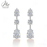 Moissanite Earrings 2-8ct D Color Round and Pear Cut VVS1 S925 White Yellow Rose Gold Mixed Shape Studs Fine Jewelry Gift for Her