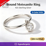 Moissanite Ring Round Cut GRA VVS1 Clarity 925 Sterling Silver Daily Match Office Wear Women Fashion Ring
