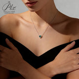 Lab Created Columbia Emerald Ruby Sapphire Padparadscha HeartCut Necklace White Gold Romantic Gemstone Fine Jewelry Gift for Her