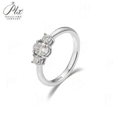 Moissanite Ring Oval Round Cut D Color VVS1 Clarity 925 Sterling Silver Plated with 18K Gold Birthday Gift Jewelry for Woman