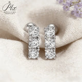 Moissanite 3-Stone Straight Row Earrings Round D With GRA 925 Sterling Silver Chic Fine Jewelry Gift for Mother's Day