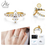 2ct Moissanite Ring Marquise GRA Certificate D VVS1 925 Sterling Silver Hypoallergenic Fade‑Resistant Wedding Anniversary Jewelry for Women