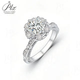 Moissanite Ring D Color VVS1 Round Cut 925 Sterling Silver GRA Certified Daily Wear Commute Friendly Ideal Gift for Her