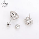 Trendy Moissanite/CZ Stud Earrings 925 Sterling Silver Crushed Ice Cut Cushion 8x10mm for Ladies Lightweight & Comfortable