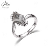 Engagement Ring Salt and Pepper Moissanite Diamond Pear Cut 925 Sterling Silver Plated with 18k Gold Wedding Jewelry Vintage