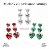 5ct Moissanite Earrings Heart Cut D Color VVS1 925 Sterling Silver GRA Certified Hypoallergenic Office Wear Factory Direct