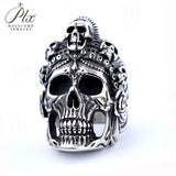 Men’s Punk Skull Rings Stainless Steel Multi-Style Hip-Hop Biker Fashion Jewelry Personality Rock Ring Party Charm Gift