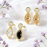 Moissanite Marquise Round Cut Earrings Champagne Black White with GRA Certificate Versatile Style Ideal Gift for All Occasions