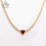 Lab-Grown Gemstone and Moissanite Tennis Chain 16-20 Inches GRA/AGL Certified S925 Multi Color High-End Jewelry Ideal Gift