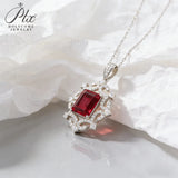 Emerald Cut Lab Grown Columbia Emerald Necklace Ruby Sapphire Padparadscha White Gold Colorful Fine Jewelry Pendant for Her