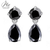 Moissanite Earrings Round+Pear Cut Four Colors D White Black Vivid Blue White/Yellow Gold Mixed Shape Studs Fine Jewelry Gift