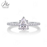 1ct Moissanite Ring D Color VVS1 Clarity Pear Cut S925 Sterling Silver Classic Bridal Ring For Women Wedding Proposal