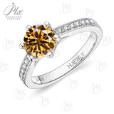 Moissanite Ring 6 Claws Silver Ring 12 Colors Round 1CT 925 Sterling Sliver Fine Jewelry Birth Stones Wedding Gift Jewel Ring