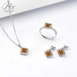 Jewelry Set Moissanite Jewelry Set Princess Cut It Includes Ring Necklace & Earrings Suitable for Weddings and Ideal As A Gift