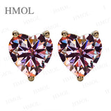 Heart Shaped Stud Earrings Lab Grown Gemstones Ruby Sapphire Emerald S925 Sterling Silver GRA Certificate Charms Birthday Gift