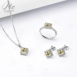 Jewelry Set Moissanite Jewelry Set Princess Cut It Includes Ring Necklace & Earrings Suitable for Weddings and Ideal As A Gift