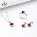 Jewelry Set Moissanite Jewelry Set Princess Cut It Includes Ring Necklace & Earrings Suitable for Weddings and Ideal As A Gift