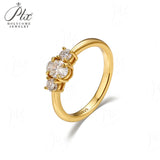 Moissanite Ring Oval Round Cut D Color VVS1 Clarity 925 Sterling Silver Plated with 18K Gold Birthday Gift Jewelry for Woman