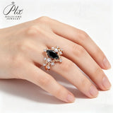 Moissanite Ring 5x10mm 925 Silver GRA Certified D Champagne Black Stone Marquise Cut Fine Jewelry Fade Resistant Ideal Gift Jewelry