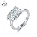 Two-stone Ring Emerald Pear Shape Moissanite Grown Gemstone 925 Sterling Silver Classical Anniversary Gift Couple Holiday Gift