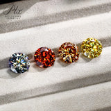 Plated Color Round Cut Gemstones 0.1ct–10ct Moissanite Grey Champagne Golden Yellow Garnet Jewelry Making Rings Gifts with GRA
