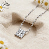 Moissanite Necklace 1CT Princess Cut Pendant S925 Sparkling Fine Jewelry Gift for Ladies Graduation Mother's Day Party