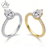 1ct Moissanite Ring D Color VVS1 Clarity Pear Cut S925 Sterling Silver Classic Bridal Ring For Women Wedding Proposal