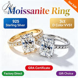 Moissanite Ring 3ct Radiant Cut D Color VVS1 GRA Certified 925 Sterling Silver Versatile Daily & Office Wear Ring for Ladies