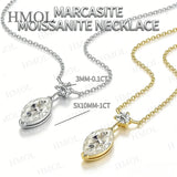 Moissanite Necklace 925/10K/14K Gold Marquise Round Cut 1ct D Color VVS1 Pendant Minimalist Fine Jewelry Must-have Gift for Her