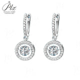 Moissanite Round Moving Stud Earrings 5-6.5mm With GRA 925 Sterling Silver Fashion Design Ideal Jewelry for Women as Daily Gift