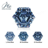 Top Quality GRA Certificated Vivid Blue VVS1 Hexagon Cut Step Cut Moissanite Diamond Test Positive Moissanite Factory OEM ODM